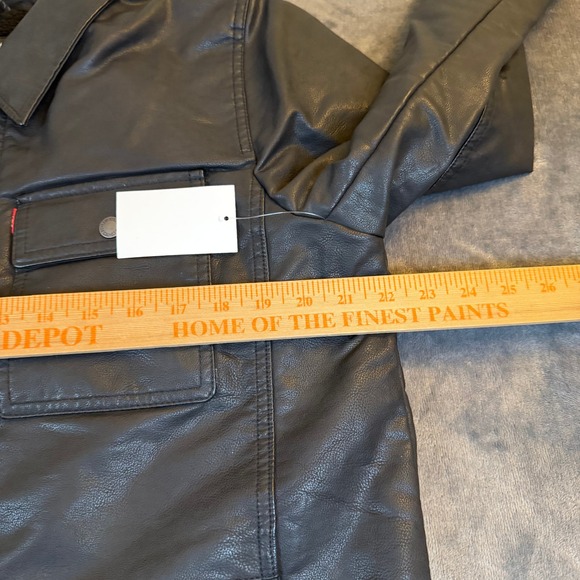 Levis Faux Leather Sherpa Lined Trucker Jacket Black Mens Medium LM1CU993 NEW - Picture 7 of 10